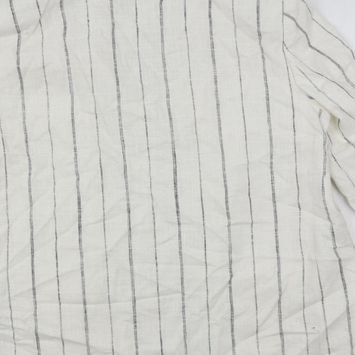 Marks and Spencer Womens White Striped Jacket Blazer Size 12 - Open