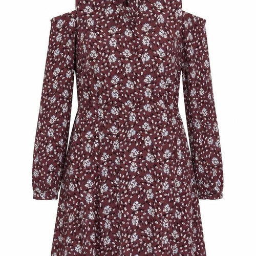 Marks and Spencer Womens Purple Floral Viscose A-Line Size 14 V-Neck Pullover - Cold Shoulder