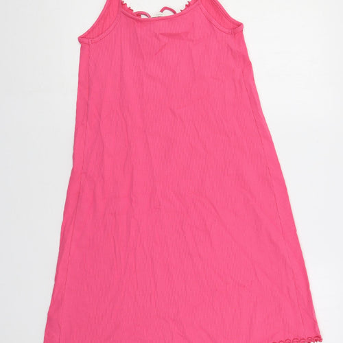 Marks and Spencer Womens Pink Cotton Slip Dress Size M Scoop Neck Pullover - Ribbed