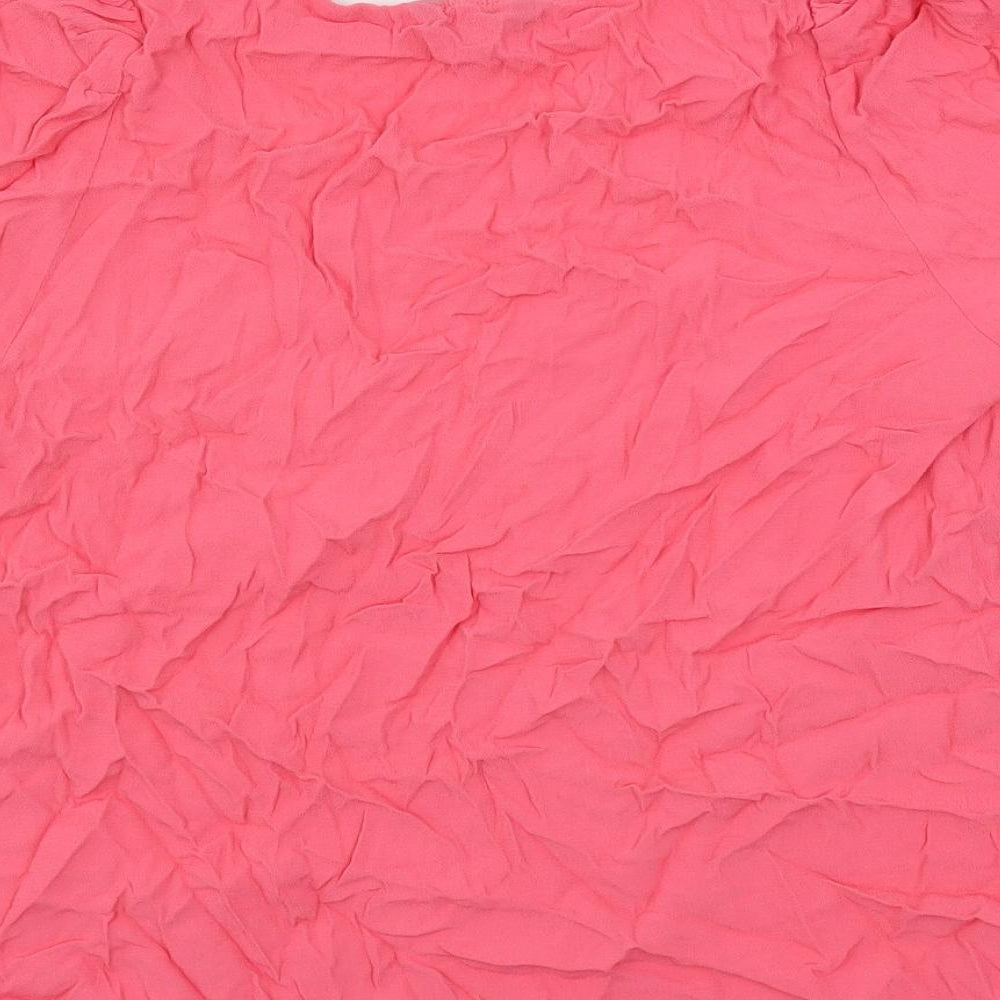 Marks and Spencer Womens Pink Viscose Basic Blouse Size 18 V-Neck