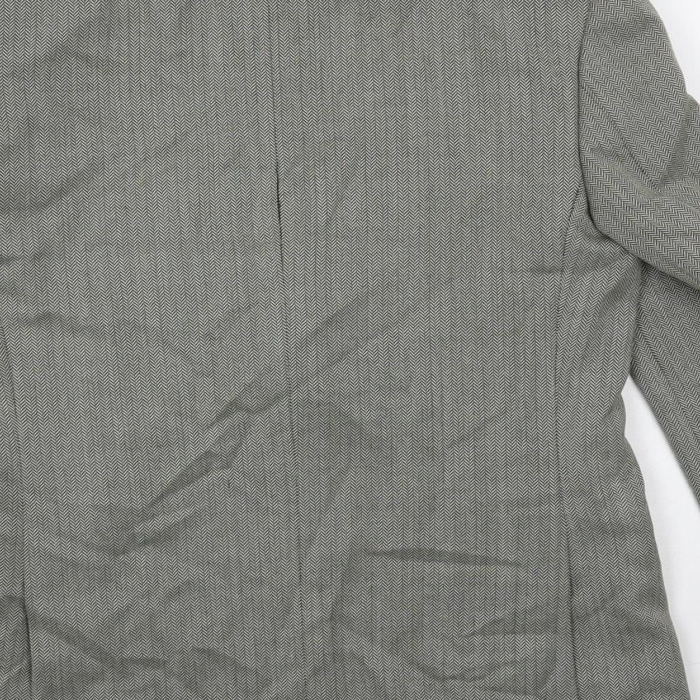 Marks and Spencer Mens Grey Herringbone Polyester Jacket Suit Jacket Size 36 Regular
