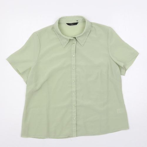 Bonmarché Womens Green Polyester Basic Button-Up Size 18 Collared - Embroidered