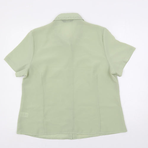 Bonmarché Womens Green Polyester Basic Button-Up Size 18 Collared - Embroidered