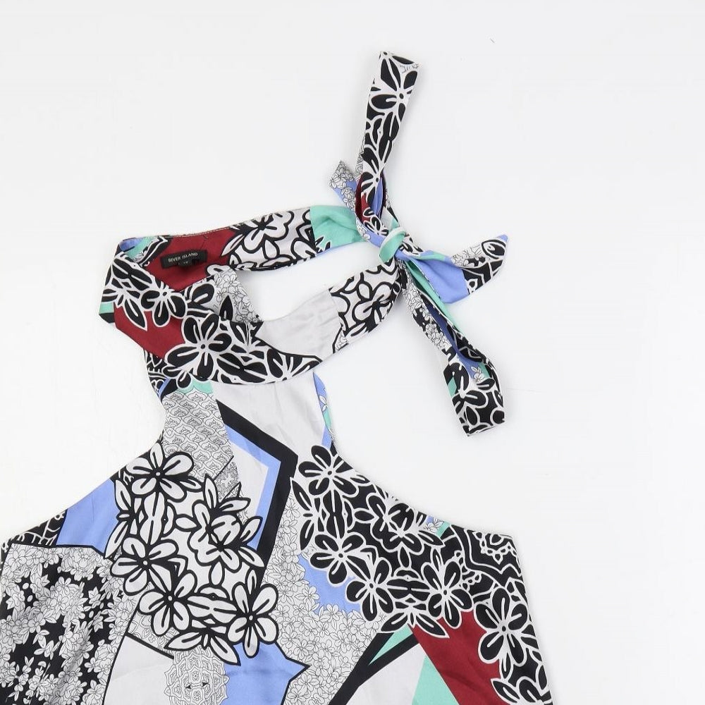 River Island Womens Multicoloured Geometric Polyester Basic Tank Size 12 Halter