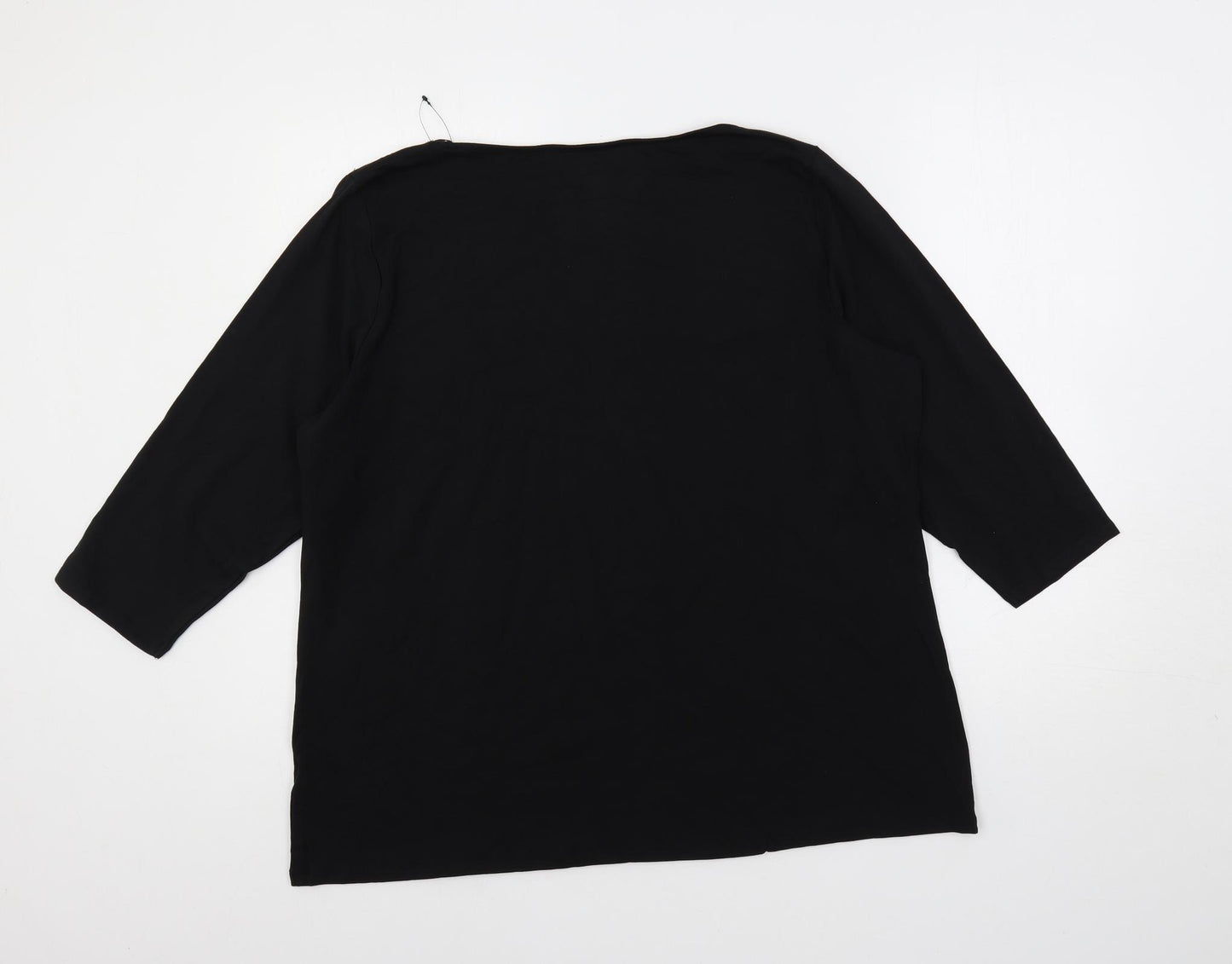 Marks and Spencer Womens Black Cotton Basic T-Shirt Size 24 Boat Neck
