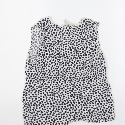 Marks and Spencer Womens Ivory Floral Viscose Basic Blouse Size 12 V-Neck