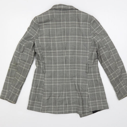 H&M Womens Grey Plaid Jacket Blazer Size 8