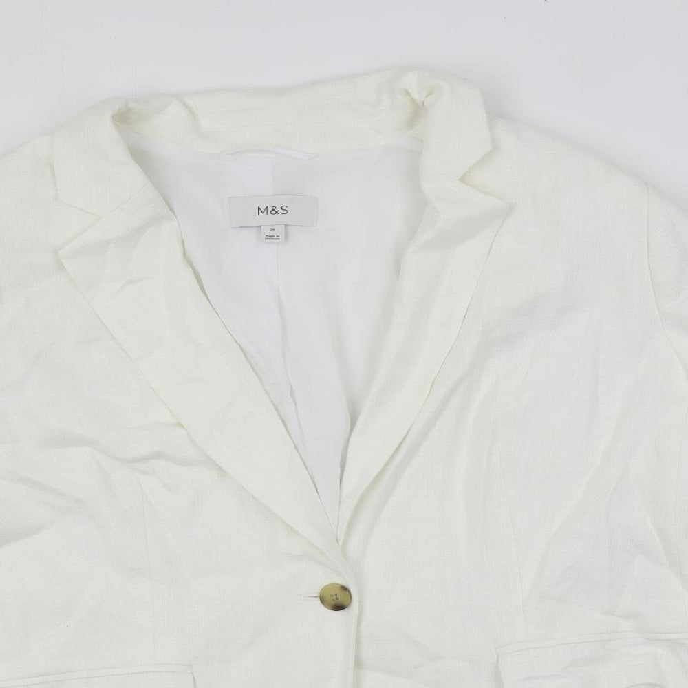 Marks and Spencer Womens White Jacket Blazer Size 20 Button