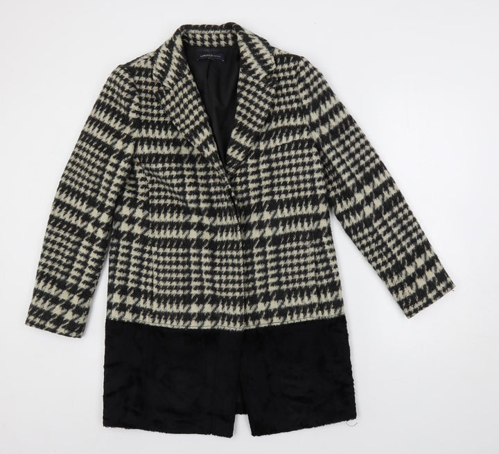 Marks and Spencer Womens Black Geometric Pea Coat Coat Size 12 Button