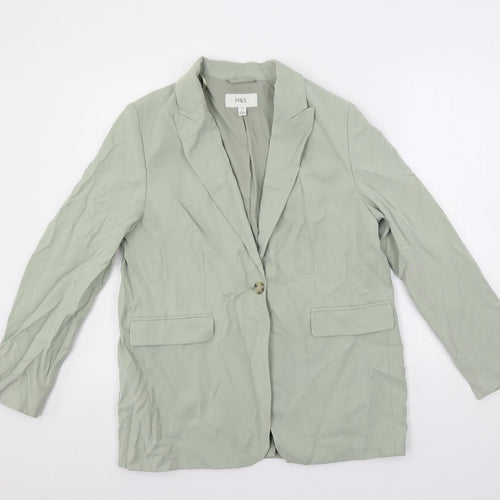 Marks and Spencer Womens Green Jacket Blazer Size 14 Button