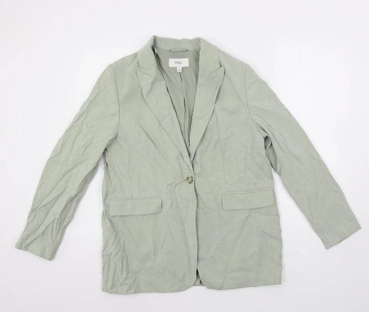 Marks and Spencer Womens Green Jacket Blazer Size 14 Button