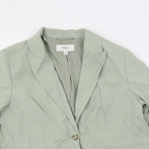 Marks and Spencer Womens Green Jacket Blazer Size 14 Button