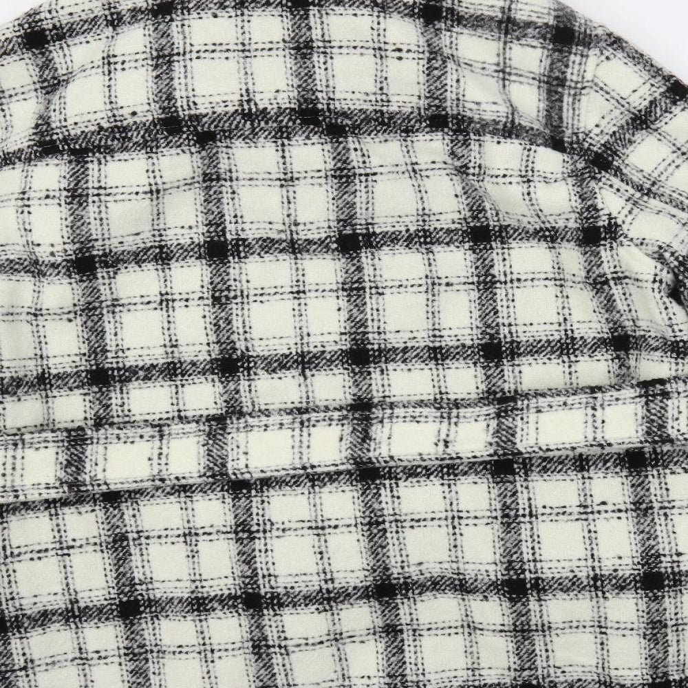 Marks and Spencer Womens Ivory Plaid Overcoat Coat Size 18 Button - Belted