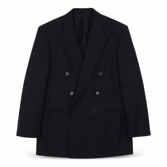 Front view of Douglas men’s blue polyester jacket suit jacket, size 46, regular