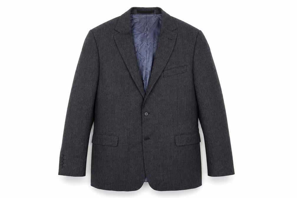 Front view of Marks & Spencer men’s grey wool jacket suit jacket, size 46, regular