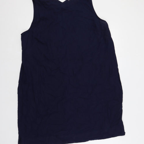 Marks and Spencer Womens Blue Linen Shift Size 20 V-Neck Pullover