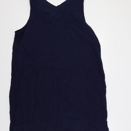 Marks and Spencer Womens Blue Linen Shift Size 20 V-Neck Pullover