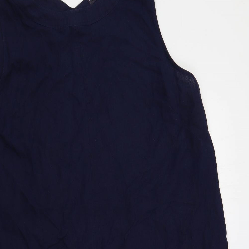 Marks and Spencer Womens Blue Linen Shift Size 20 V-Neck Pullover