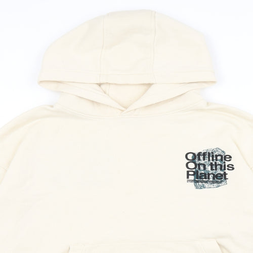 Pull&Bear Mens Beige Polyester Pullover Hoodie Size M