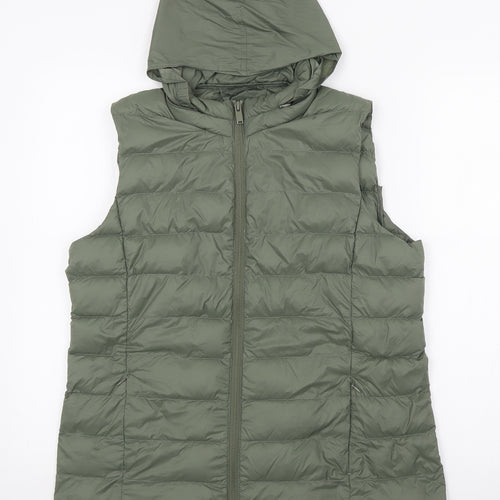 Marks and Spencer Womens Green Gilet Jacket Size 14 Zip - Hooded