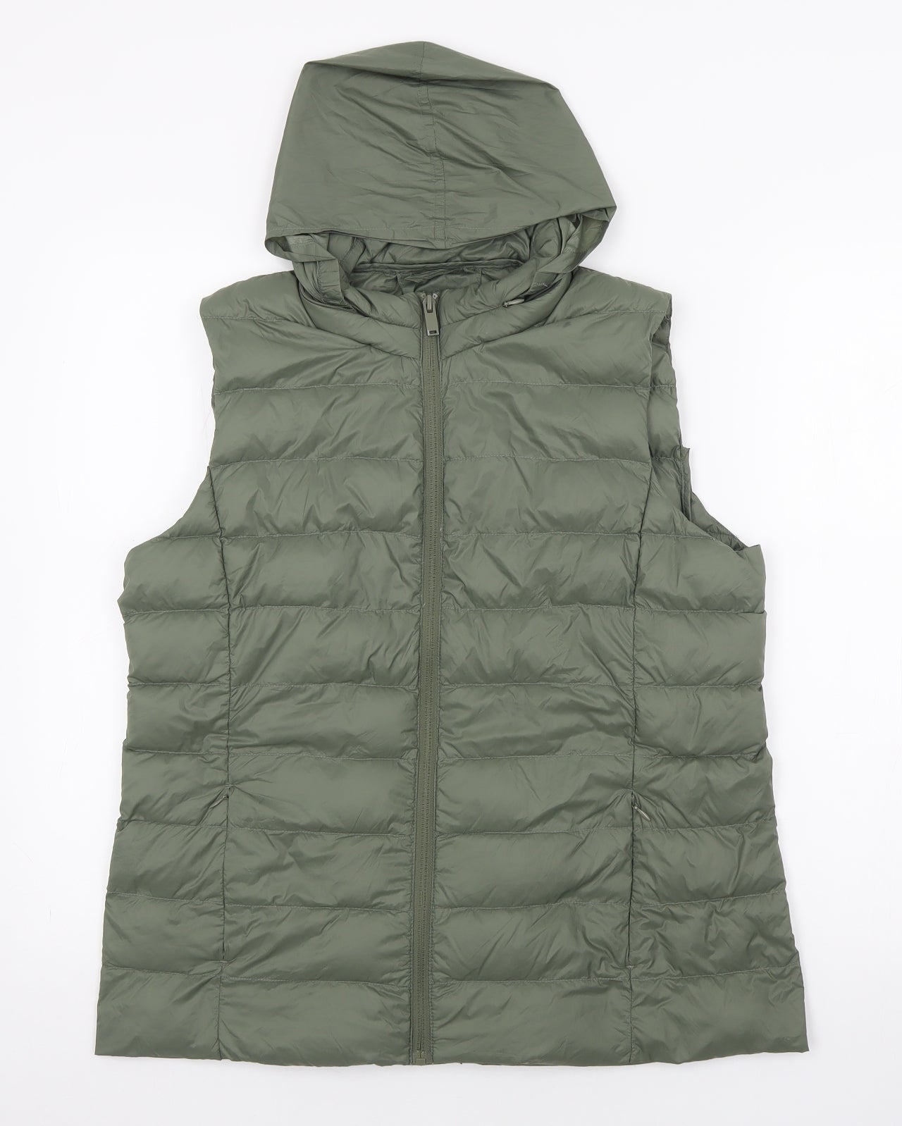 Marks and Spencer Womens Green Gilet Jacket Size 14 Zip - Hooded