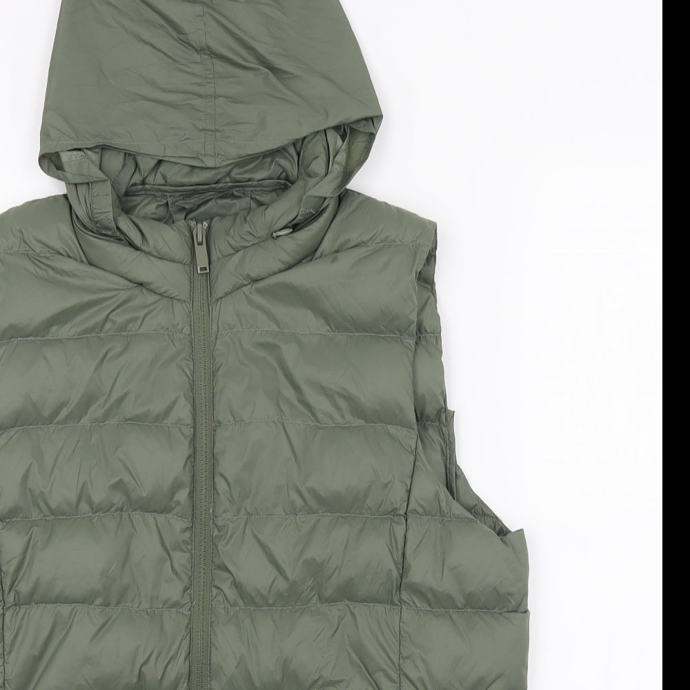 Marks and Spencer Womens Green Gilet Jacket Size 14 Zip - Hooded