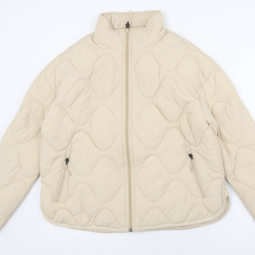 GOODMOVE Womens Beige Puffer Jacket Jacket Size 10 Zip