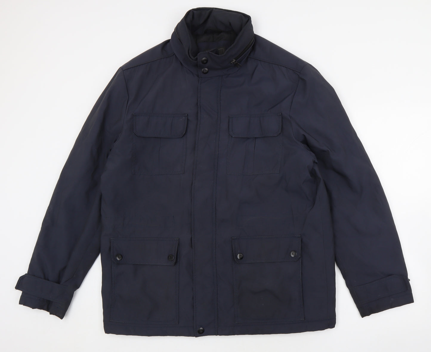 Marks and Spencer Mens Blue Rain Coat Coat Size L Zip