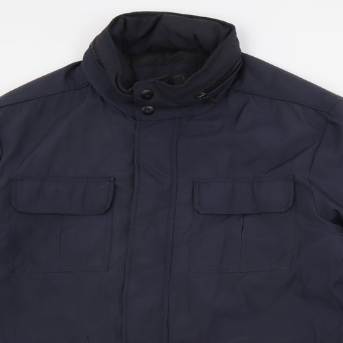 Marks and Spencer Mens Blue Rain Coat Coat Size L Zip