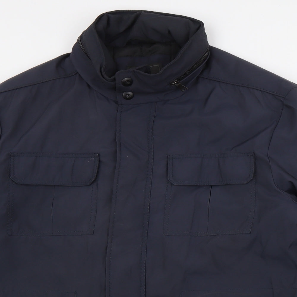 Marks and Spencer Mens Blue Rain Coat Coat Size L Zip