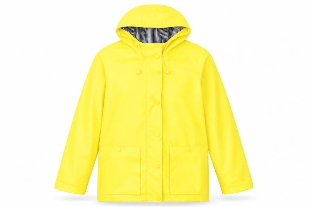 Front view of Topshop women’s yellow jacket, size UK 8, zip - water resistant