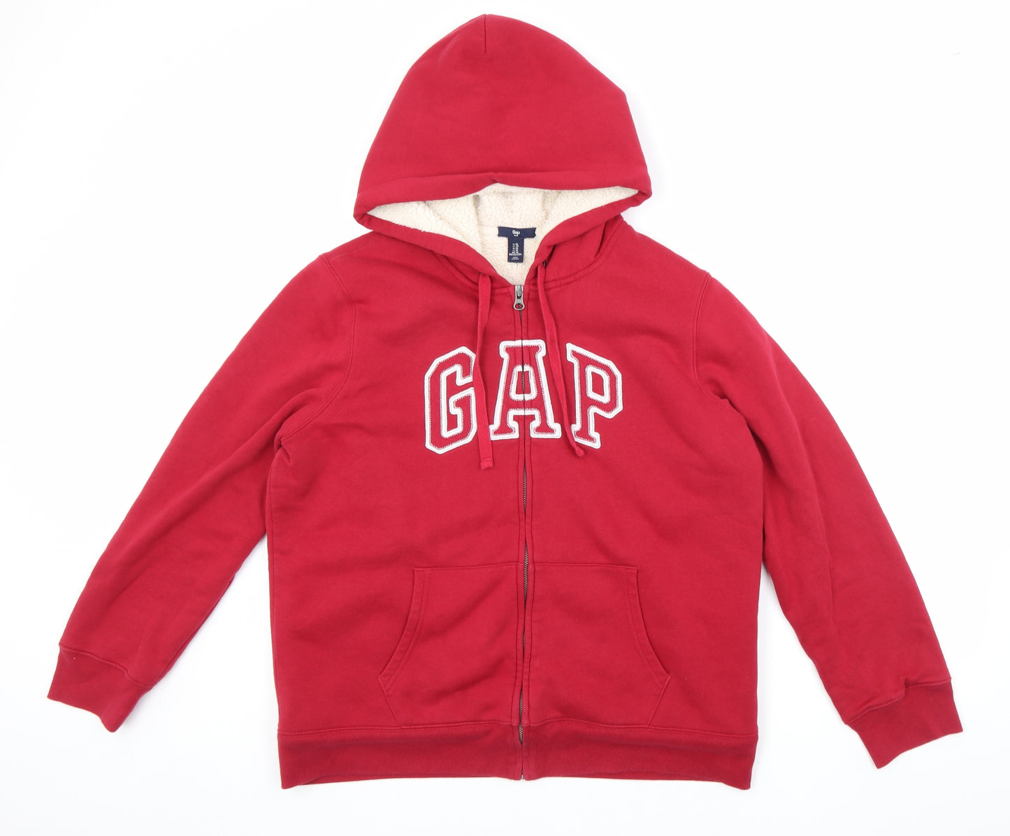 Gap Mens Red Cotton Pullover Hoodie Size XL - Embroidered Logo, Lined