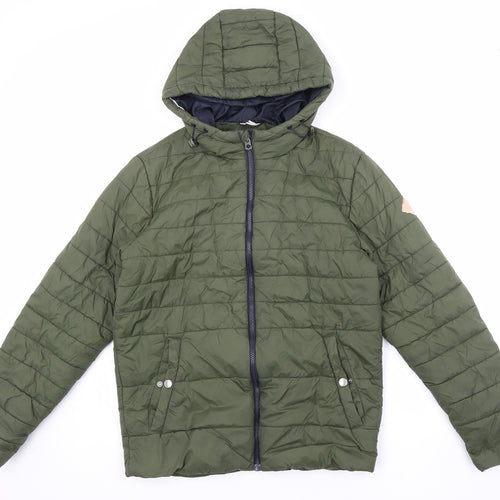 JACK & JONES Mens Green Puffer Jacket Jacket Size M Zip