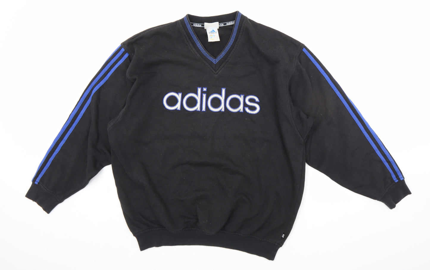 adidas Womens Black Cotton Pullover Sweatshirt Size M Pullover - Vintage Embroidered Logo