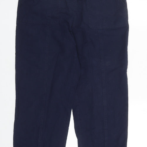 EWM Womens Blue Cotton Trousers Size 32 in L25 in Regular Drawstring - Elasticated Waist