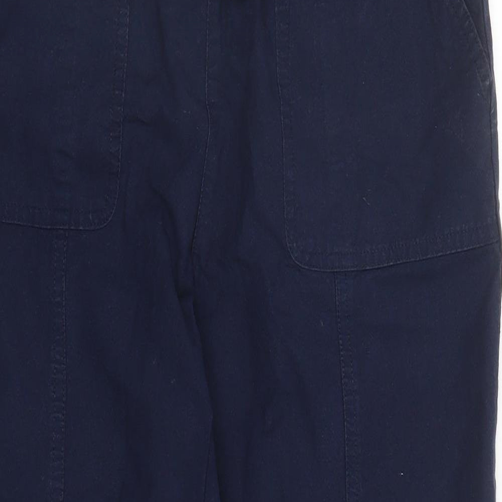 EWM Womens Blue Cotton Trousers Size 32 in L25 in Regular Drawstring - Elasticated Waist