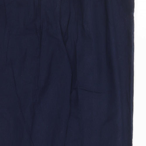 EWM Womens Blue Cotton Trousers Size 32 in L25 in Regular Drawstring - Elasticated Waist