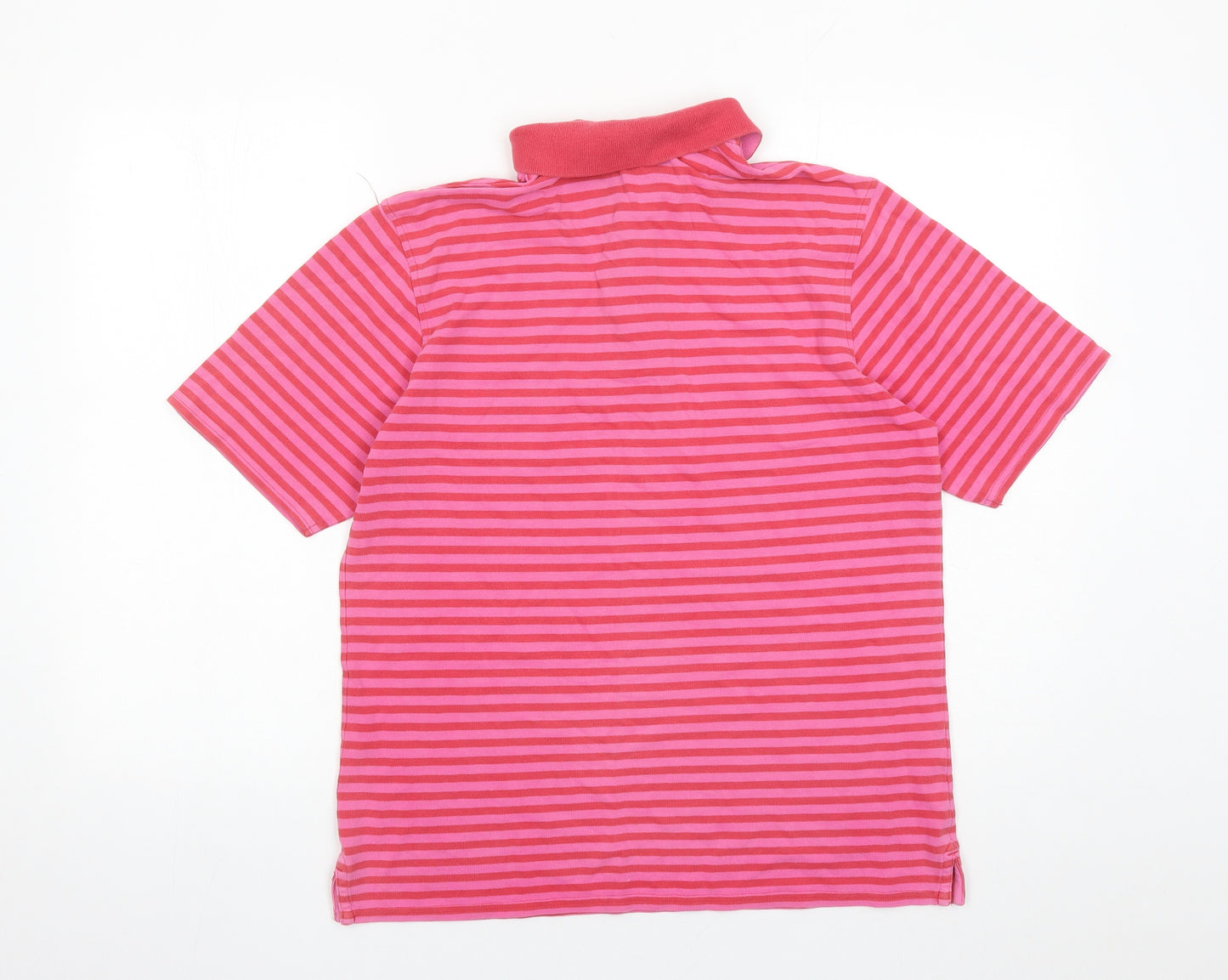 Blue Harbour Mens Pink Striped Cotton Polo Size M Collared Button