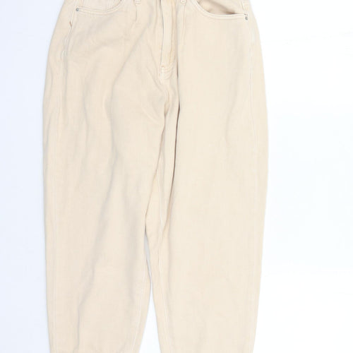 Missguided Womens Beige Cotton Mom Jeans Size 4 L24 in Regular Zip