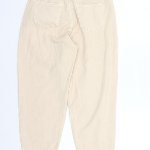 Missguided Womens Beige Cotton Mom Jeans Size 4 L24 in Regular Zip