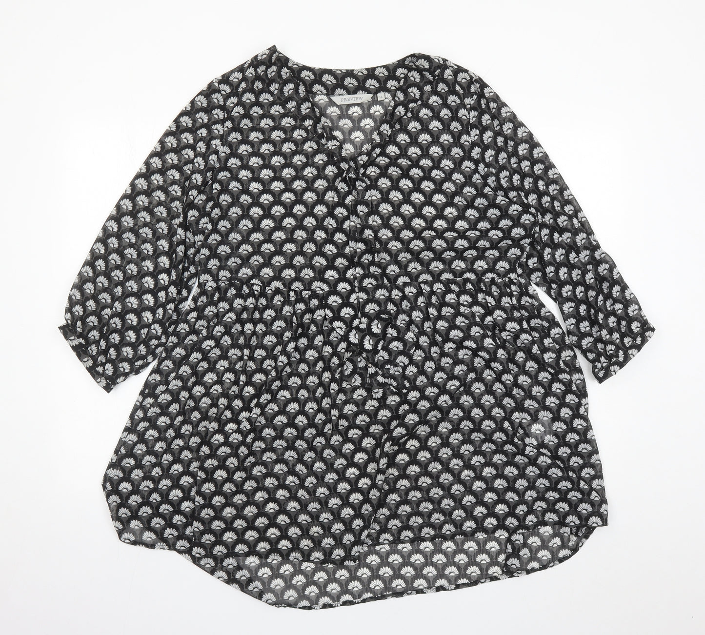 Preview Womens Black Geometric Polyester Basic Blouse Size 16 Round Neck