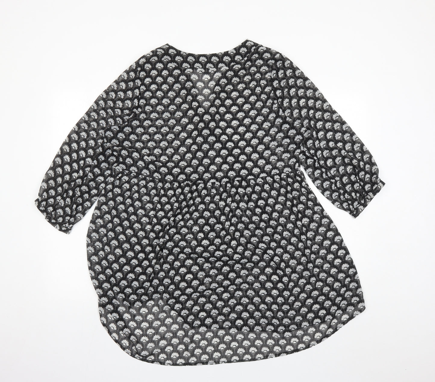 Preview Womens Black Geometric Polyester Basic Blouse Size 16 Round Neck