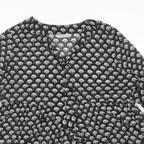 Preview Womens Black Geometric Polyester Basic Blouse Size 16 Round Neck