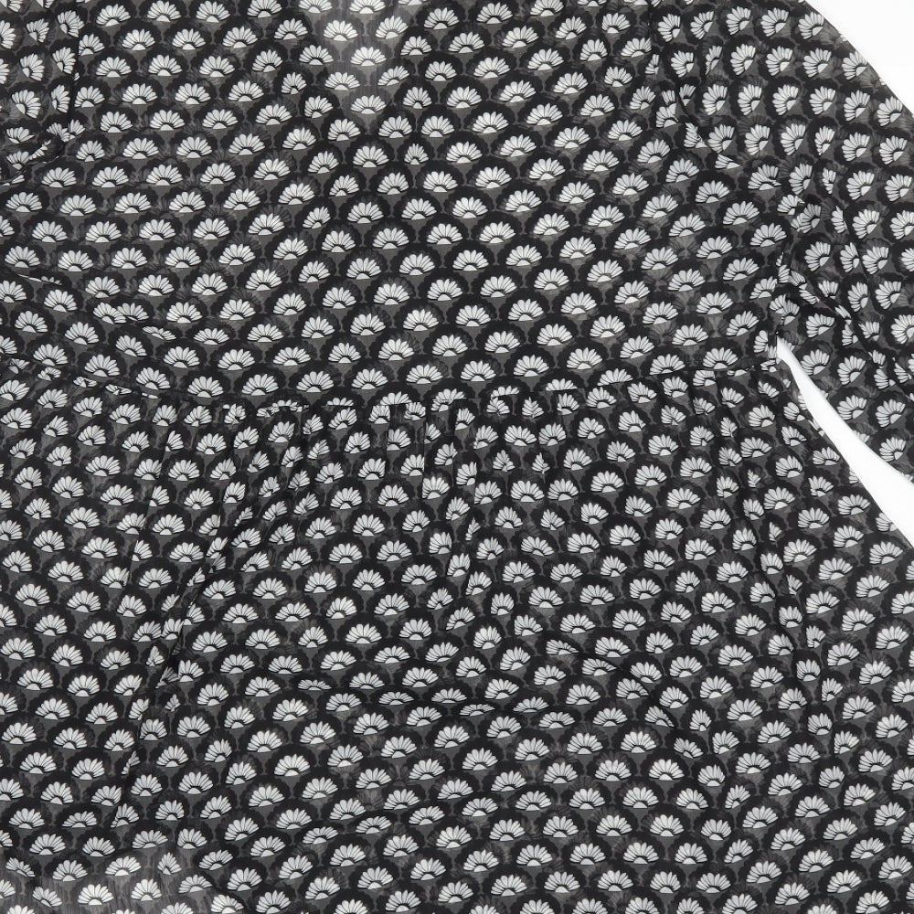 Preview Womens Black Geometric Polyester Basic Blouse Size 16 Round Neck