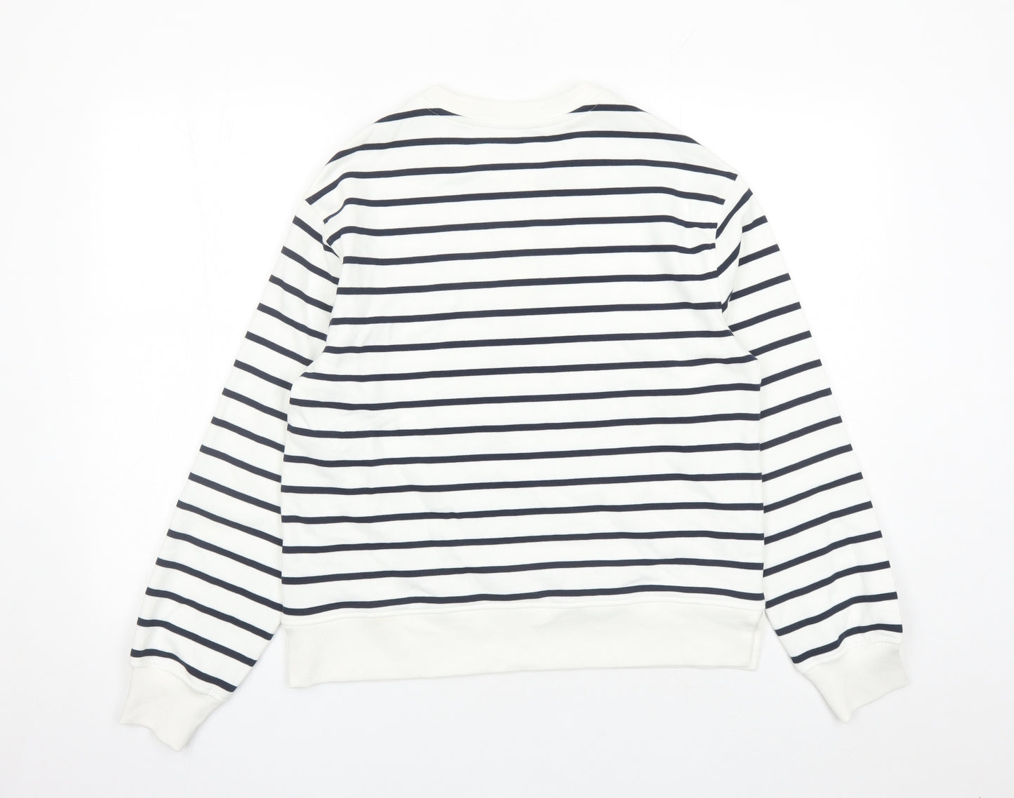 Marks and Spencer Womens White Striped Cotton Pullover Sweatshirt Size S Button