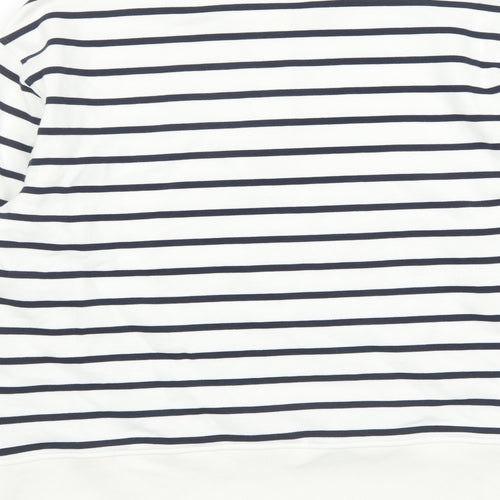 Marks and Spencer Womens White Striped Cotton Pullover Sweatshirt Size S Button