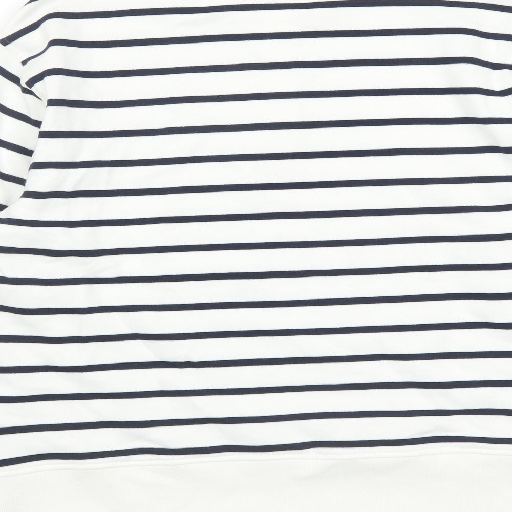 Marks and Spencer Womens White Striped Cotton Pullover Sweatshirt Size S Button