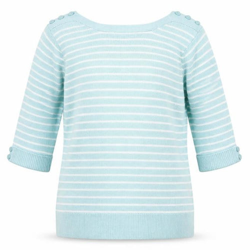 Damart Womens Green Boat Neck Striped Acrylic Pullover Jumper Size 10 - Size 10-12