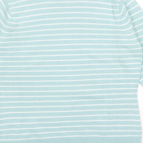 Damart Womens Green Boat Neck Striped Acrylic Pullover Jumper Size 10 - Size 10-12