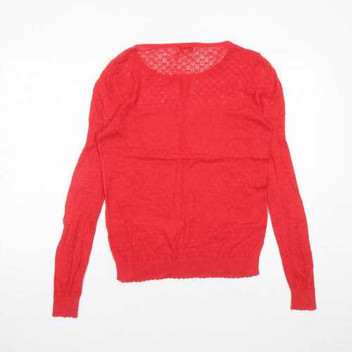 NEXT Womens Red Round Neck Acrylic Pullover Jumper Size 16